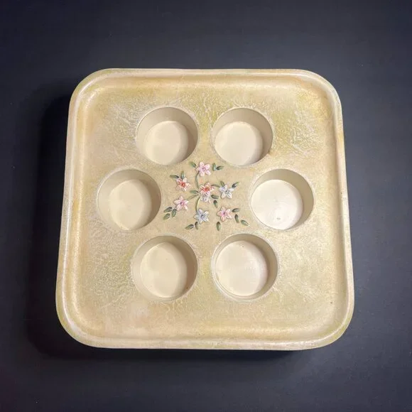 PartyLite P8014 Terrace Blossom Floral 3-Wick Multi Tealight Candle Holder 8.25" - Picture 4 of 10